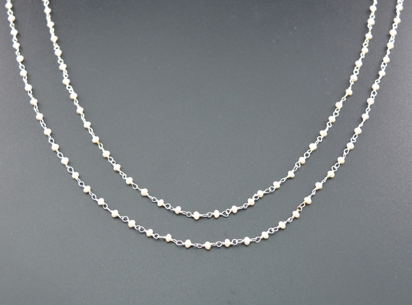 Beautiful Chalcedony Rosary Chain in 925 Silver - 2mm