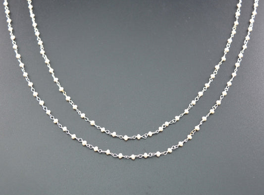 Beautiful Chalcedony Rosary Chain in 925 Silver - 2mm - view 3
