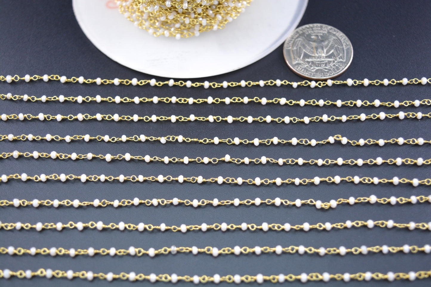 Beautiful Chalcedony Rosary Chain in 925 Silver - 2mm