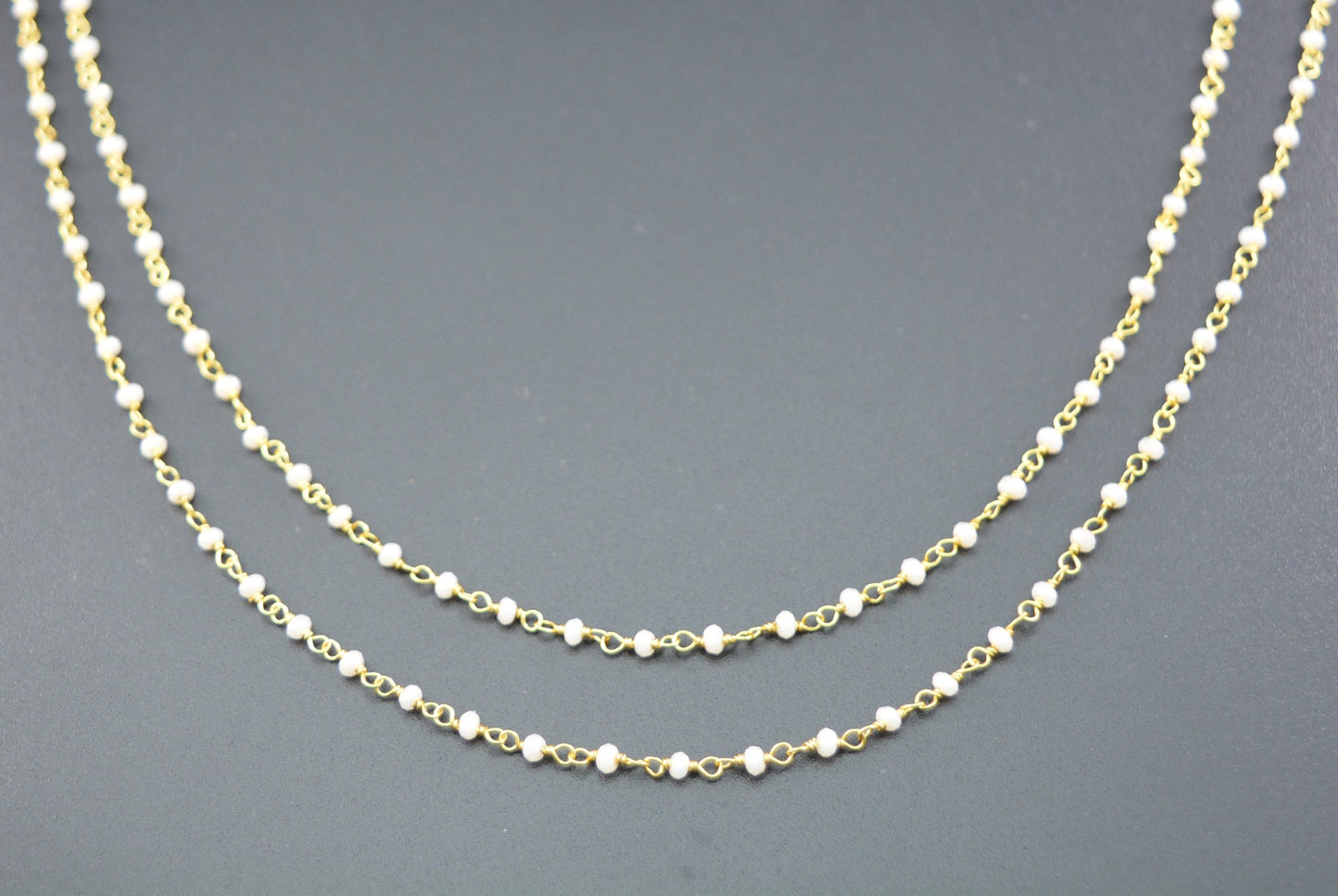 Beautiful Chalcedony Rosary Chain in 925 Silver - 2mm