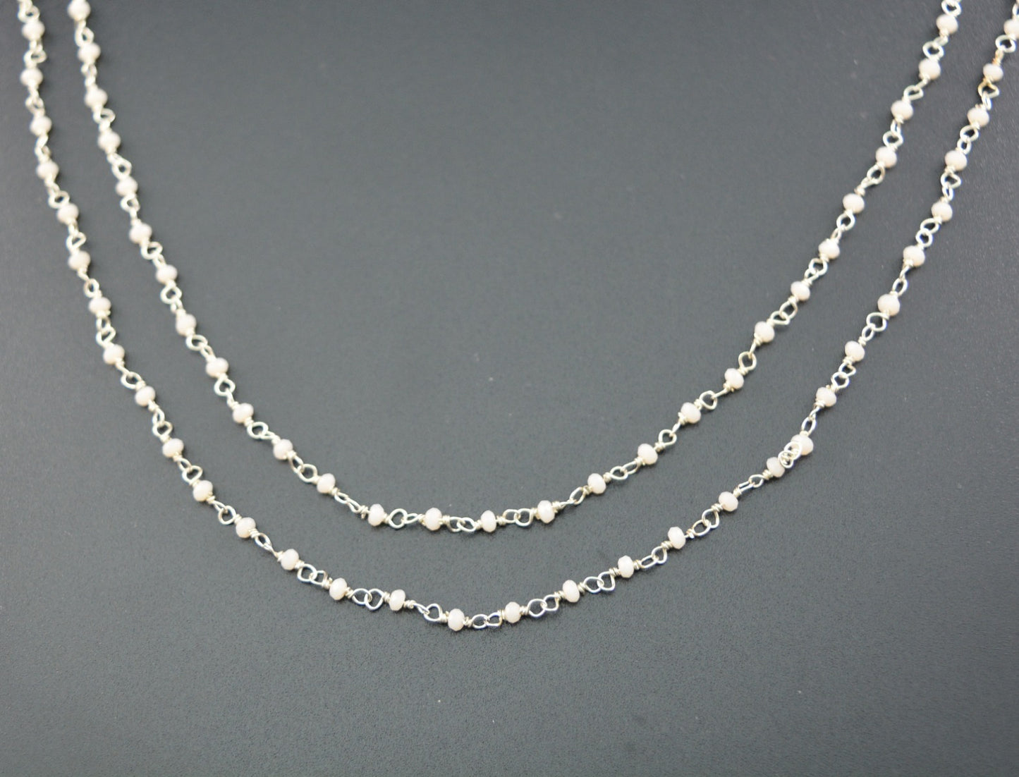 925 Silver Gold Rosary Chain with Chalcedony - 2mm #2