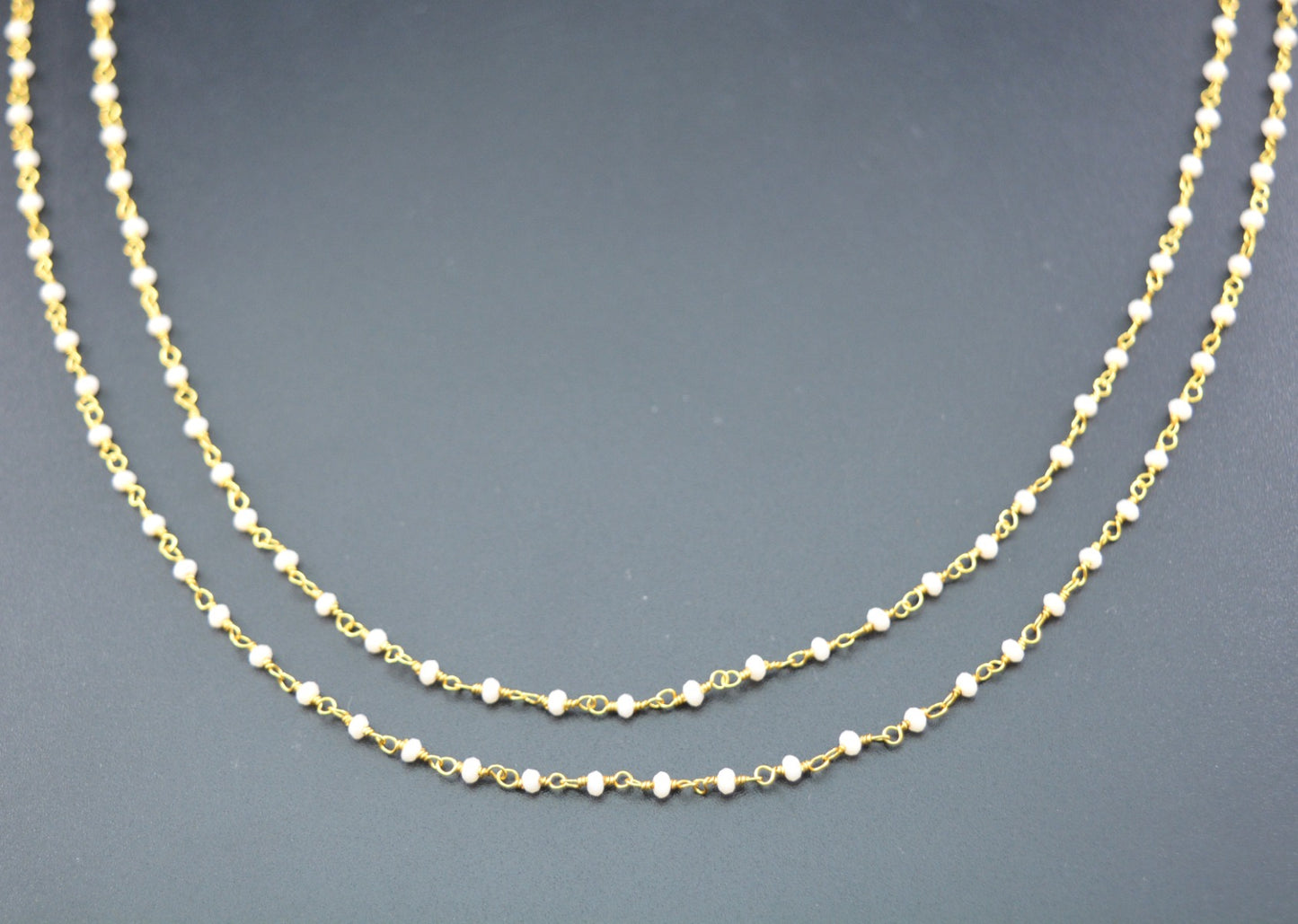 925 Silver Gold Rosary Chain with Chalcedony - 2mm #2