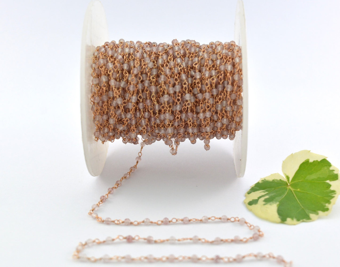 Stylish Rosary Chain - Quartz 925 Silver Gold 2mm