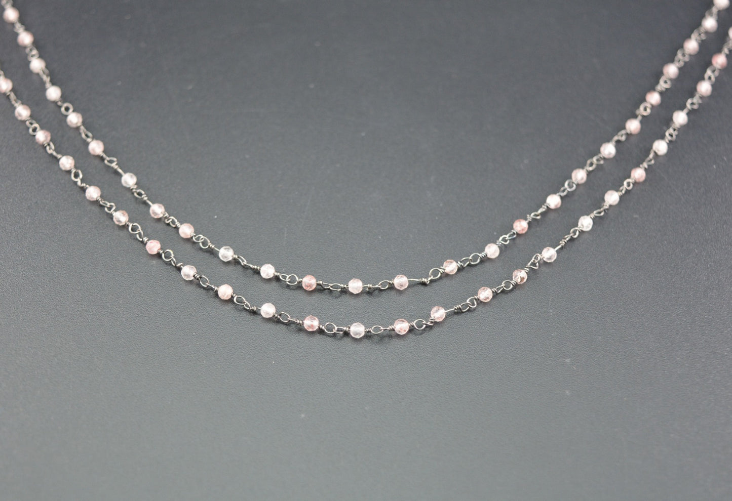 Stylish Rosary Chain - Quartz 925 Silver Gold 2mm