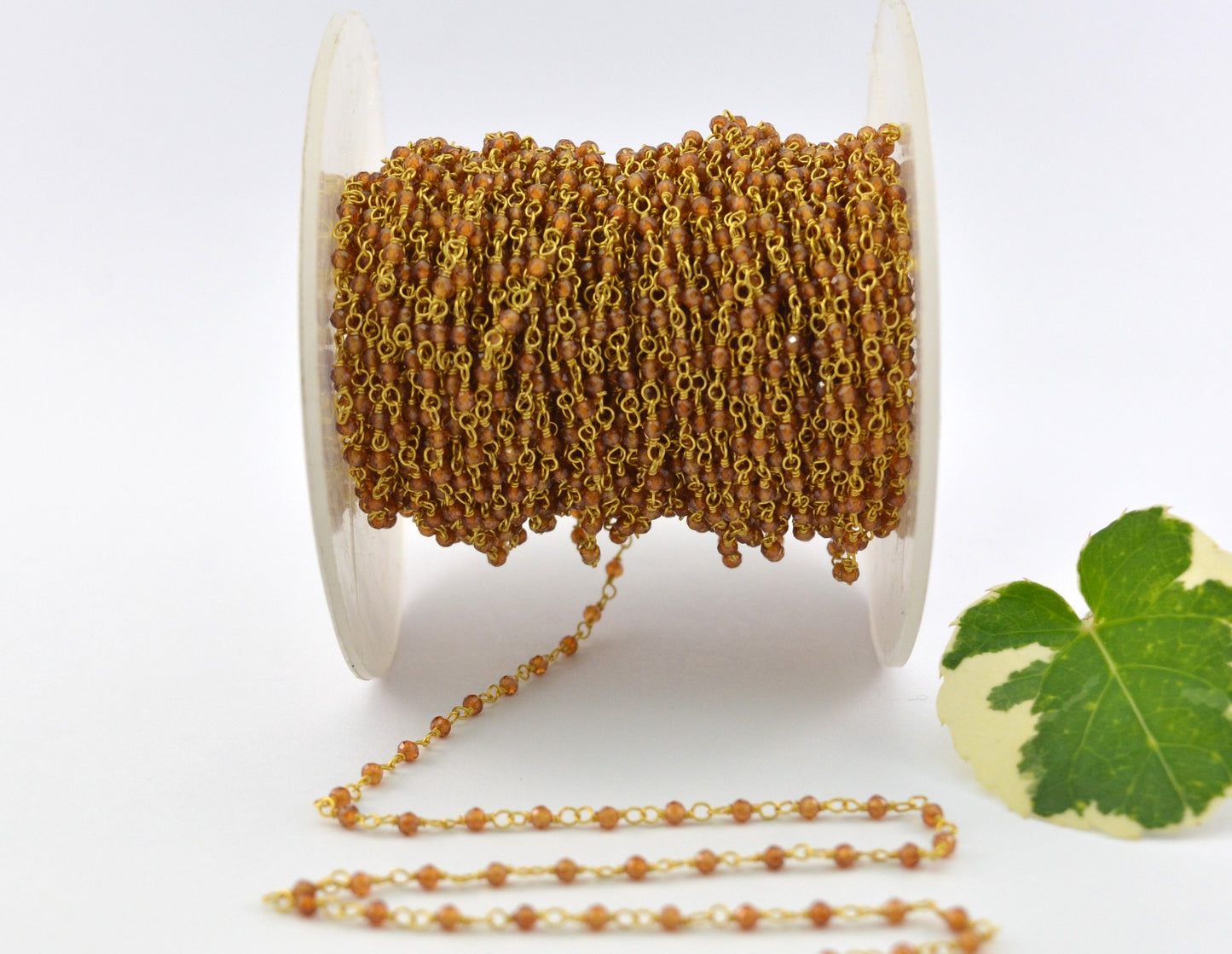 Stone Rosary Chain - 925 Silver Gold, 2mm