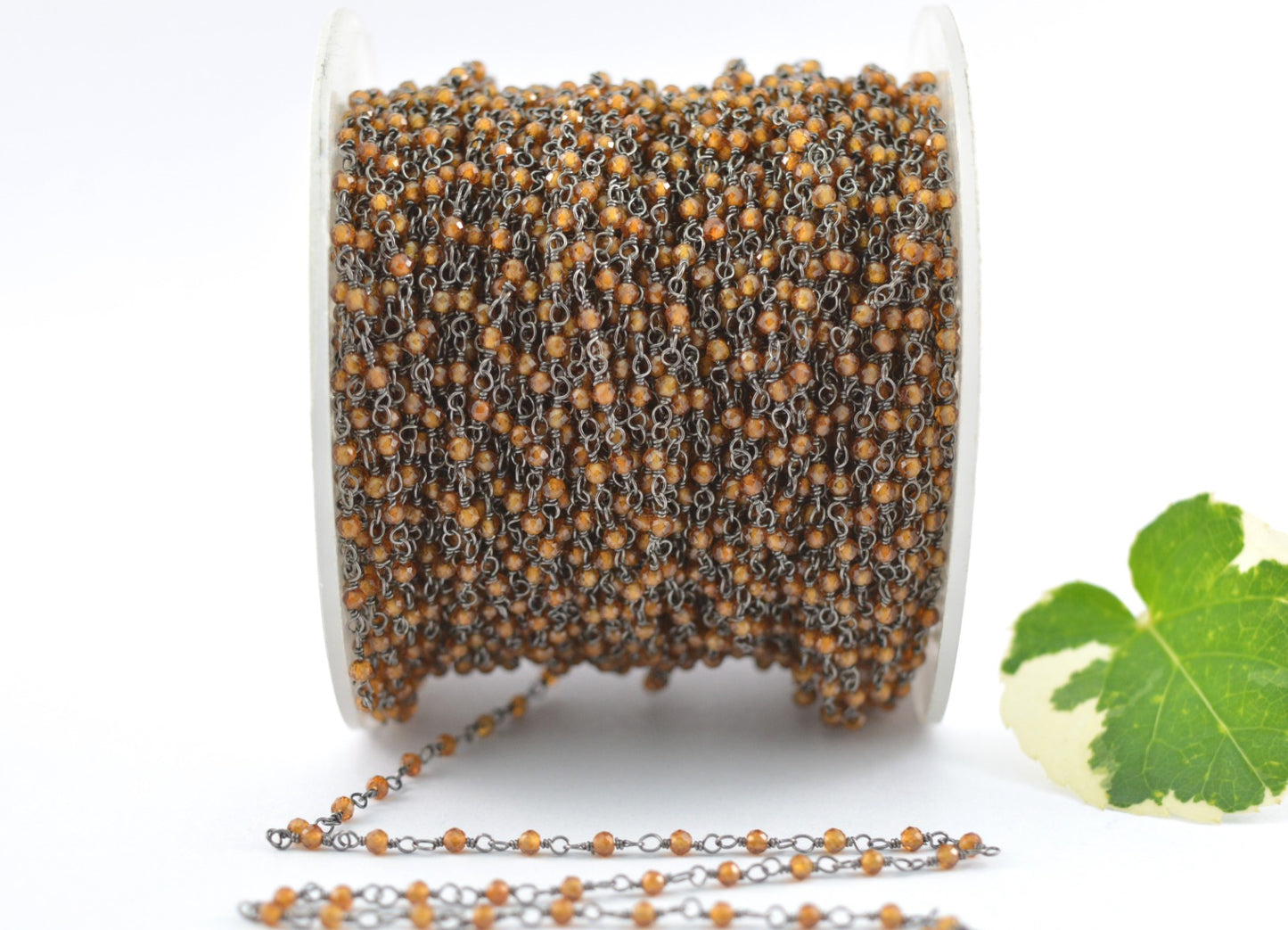 Stone Rosary Chain - 925 Silver Gold, 2mm