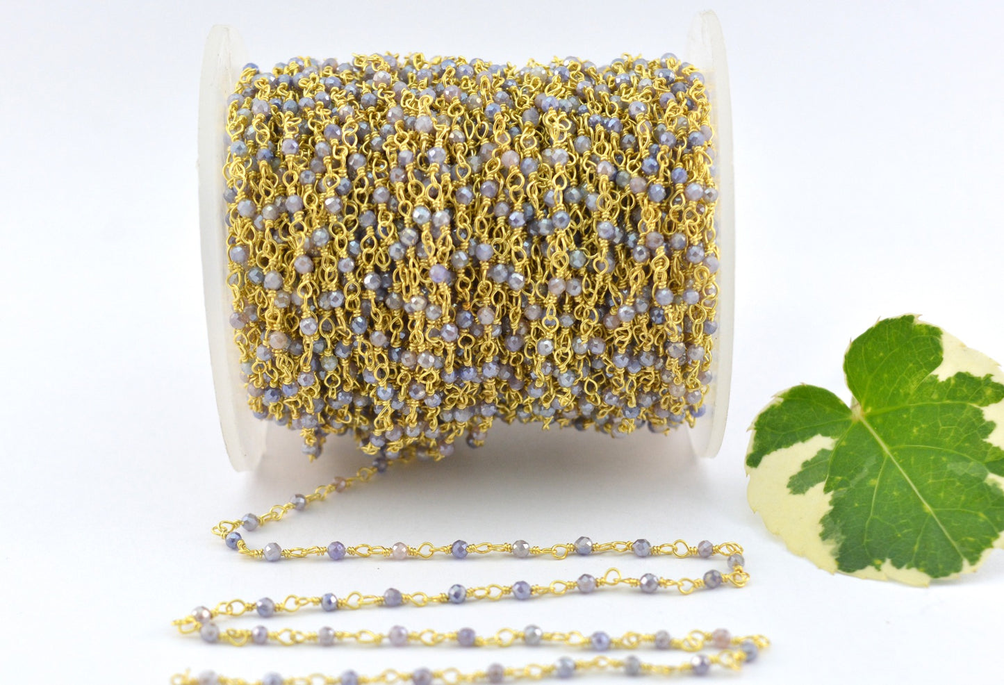 Elegant Rosary Chain - Stone 925 Silver Gold 2mm