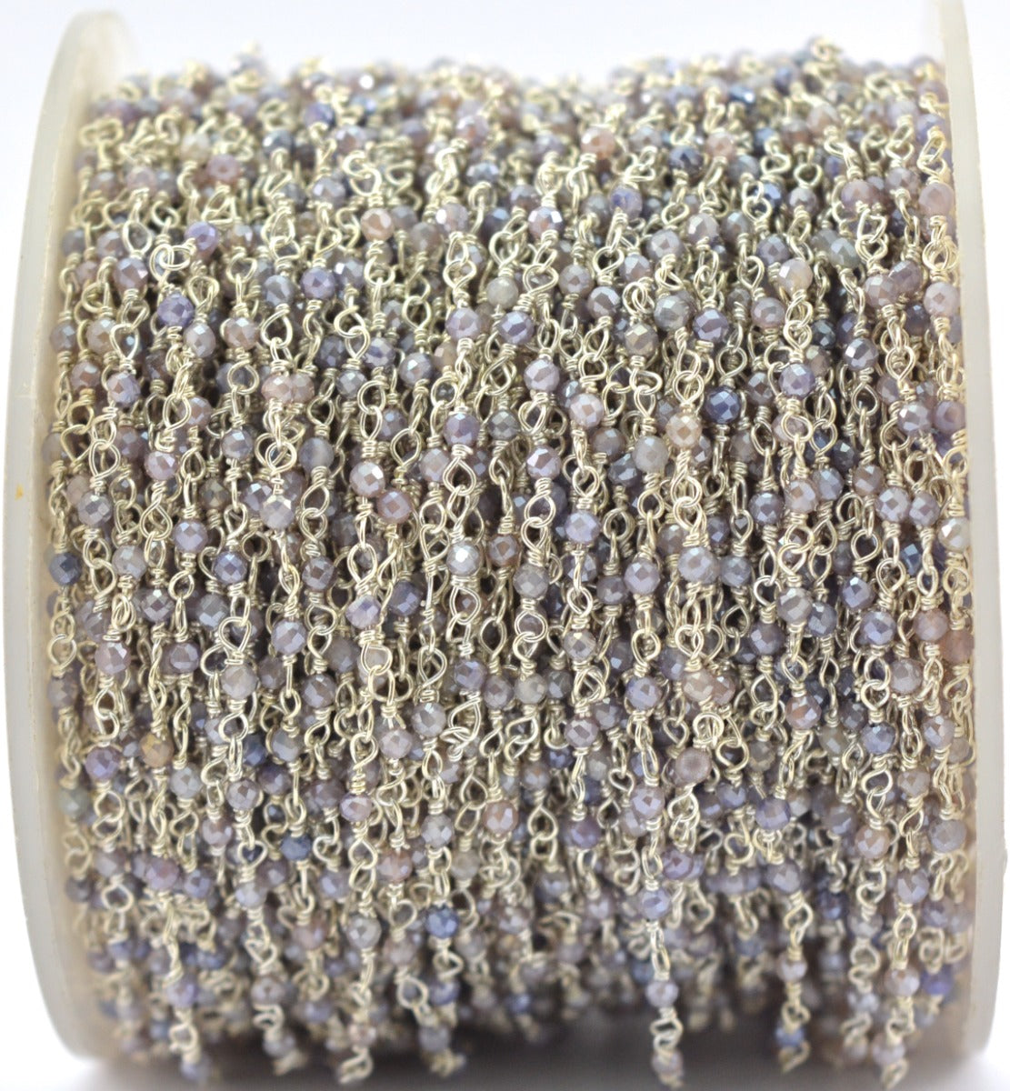 Elegant Rosary Chain - Stone 925 Silver Gold 2mm