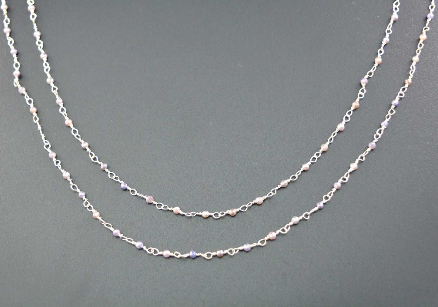 Elegant Rosary Chain - Stone 925 Silver Gold 2mm