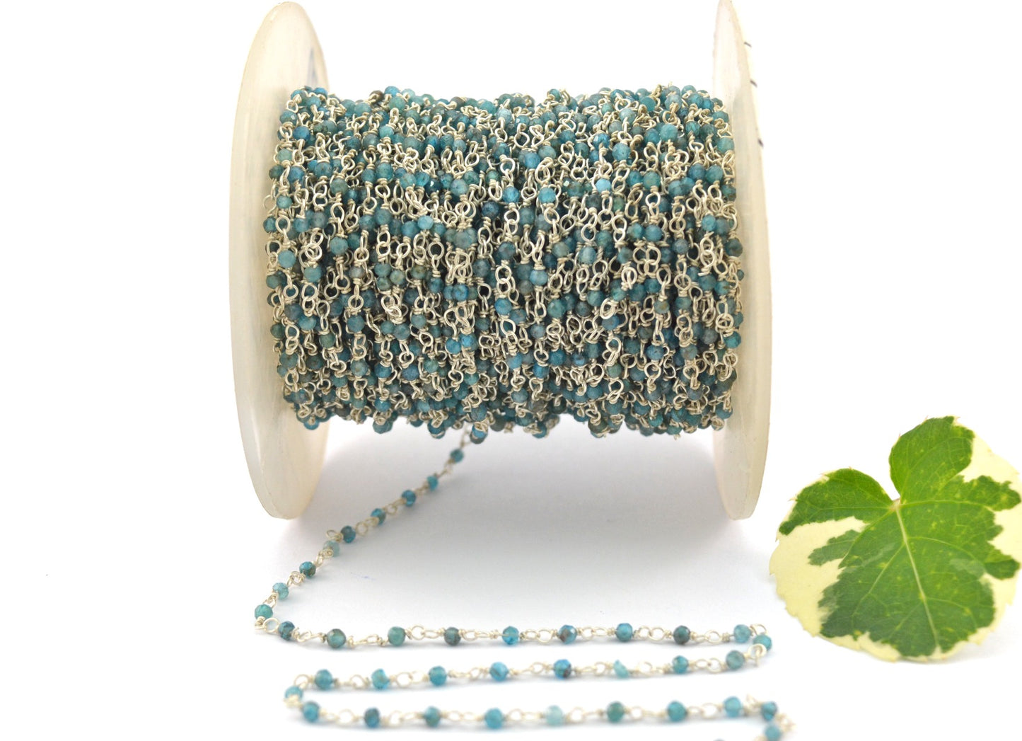 Beautiful Stone Rosary Chain in 925 Silver - 2mm