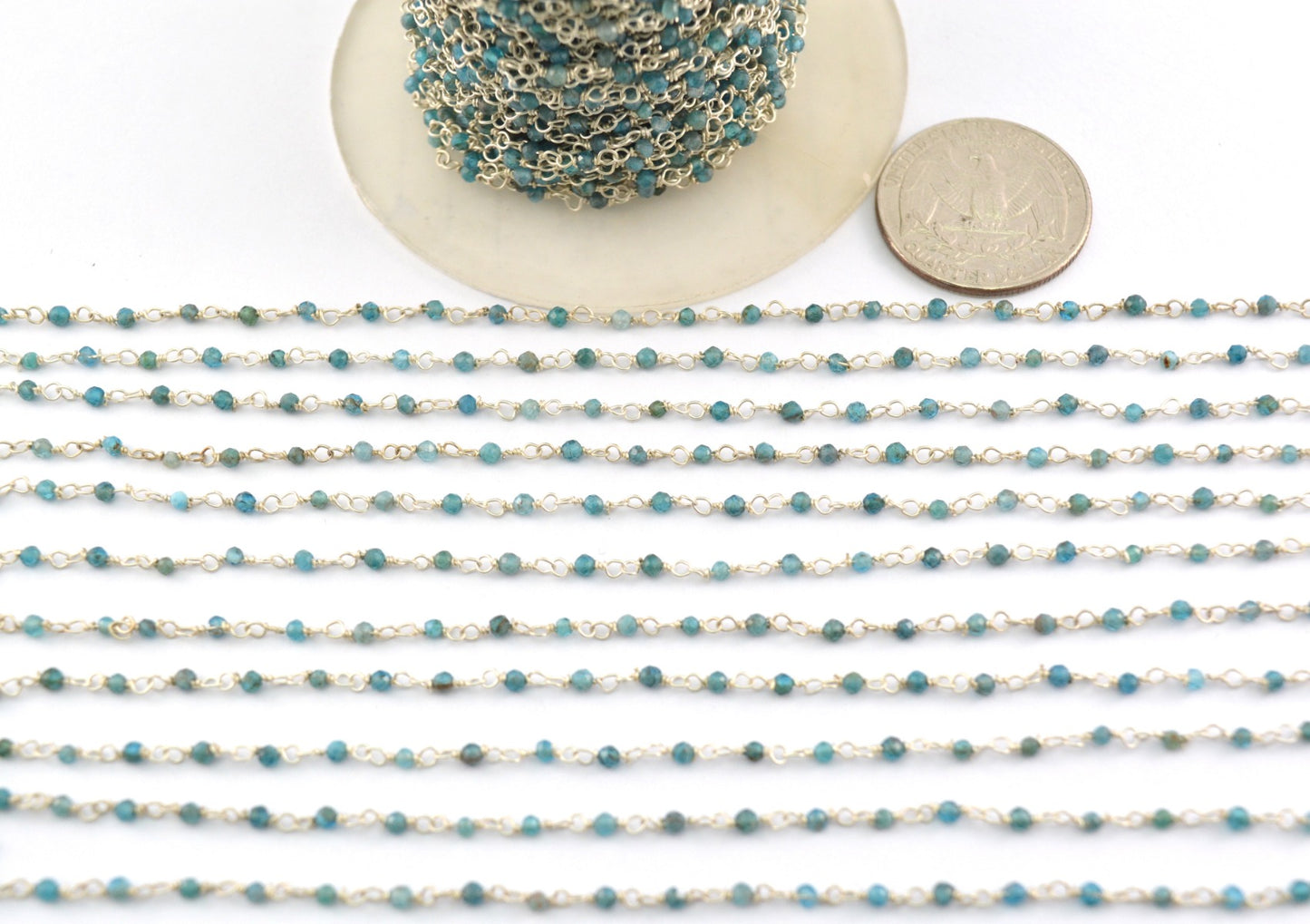 Beautiful Stone Rosary Chain in 925 Silver - 2mm