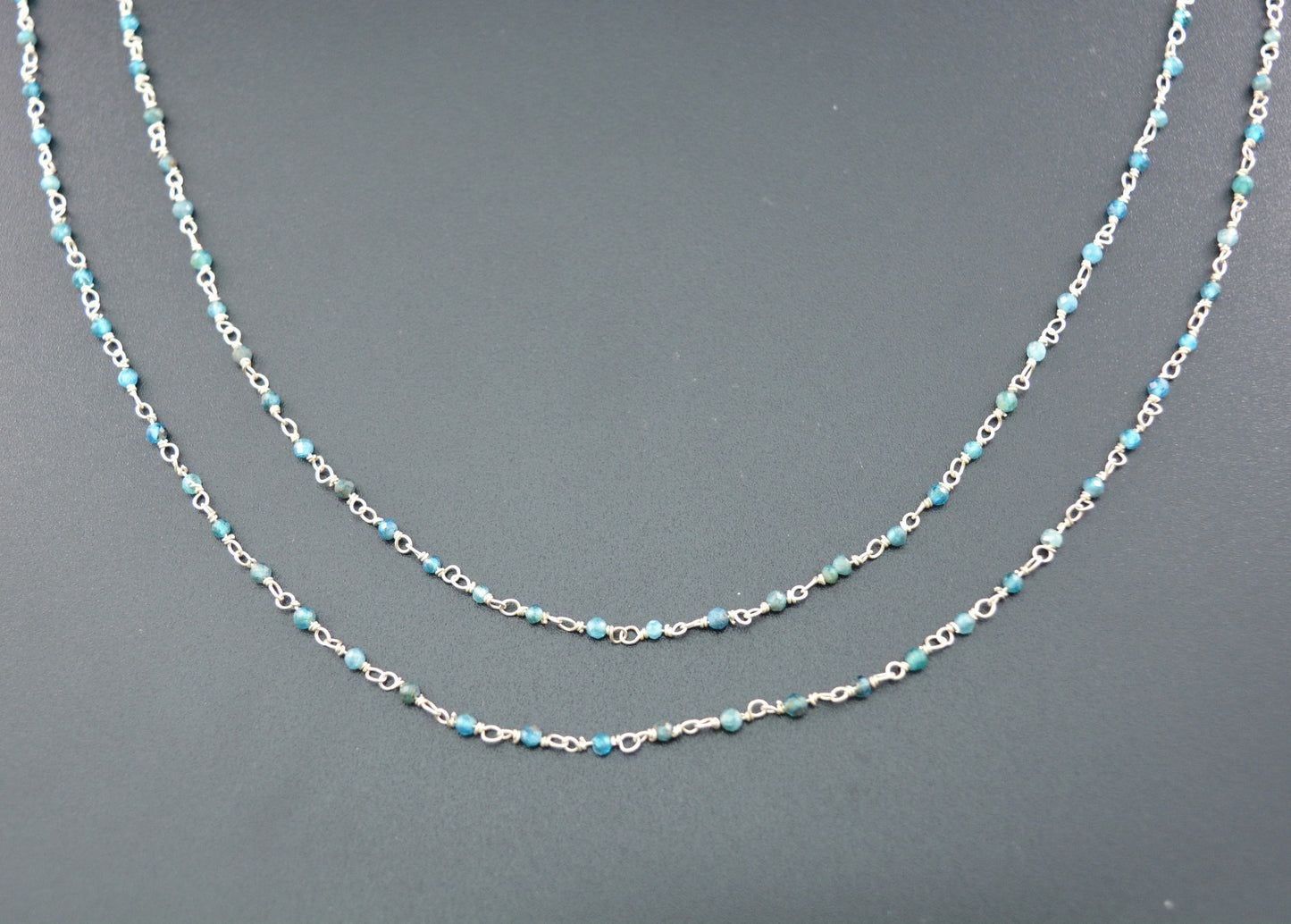 Beautiful Stone Rosary Chain in 925 Silver - 2mm