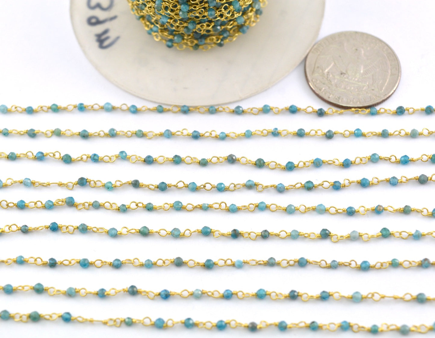 Beautiful Stone Rosary Chain in 925 Silver - 2mm