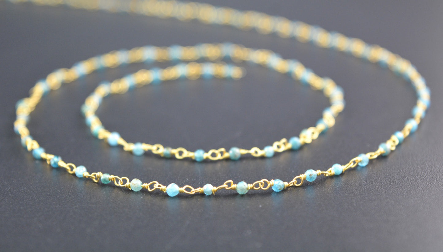 Beautiful Stone Rosary Chain in 925 Silver - 2mm