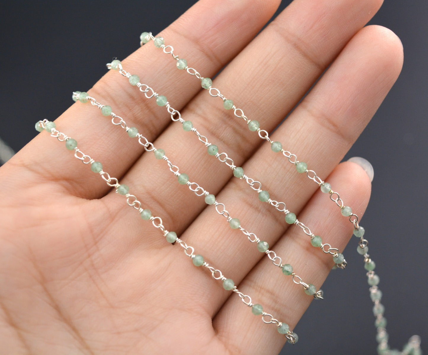 Stylish 925 Silver Rosary Chain - Jade 2mm