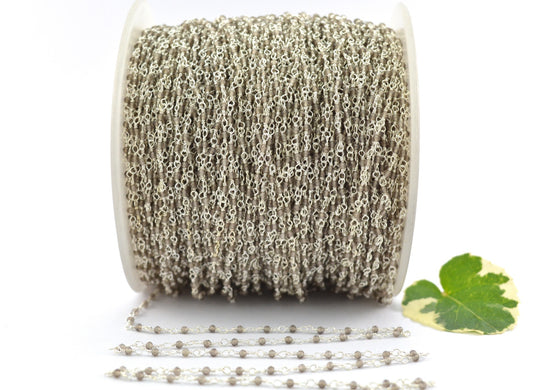 Quartz Rosary Chain - 925 Silver Gold, 2mm #2