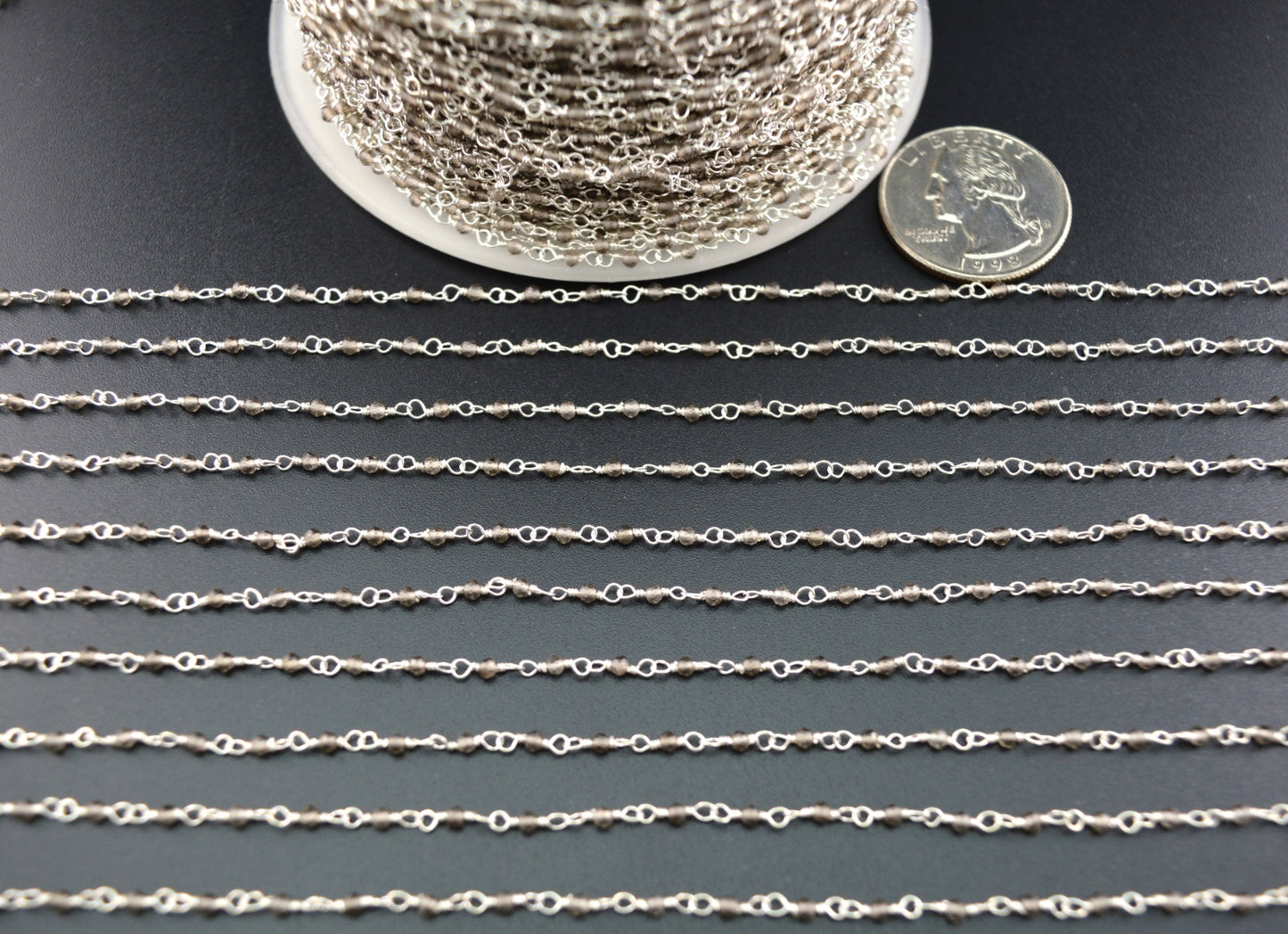 Quartz Rosary Chain - 925 Silver Gold, 2mm #2