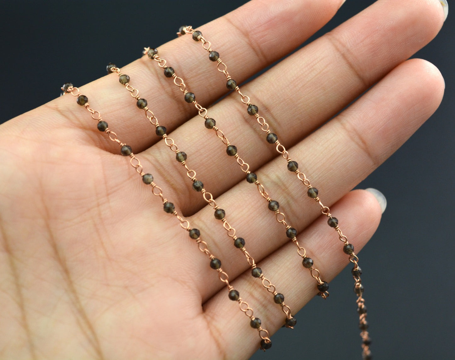 Quartz Rosary Chain - 925 Silver Gold, 2mm #2