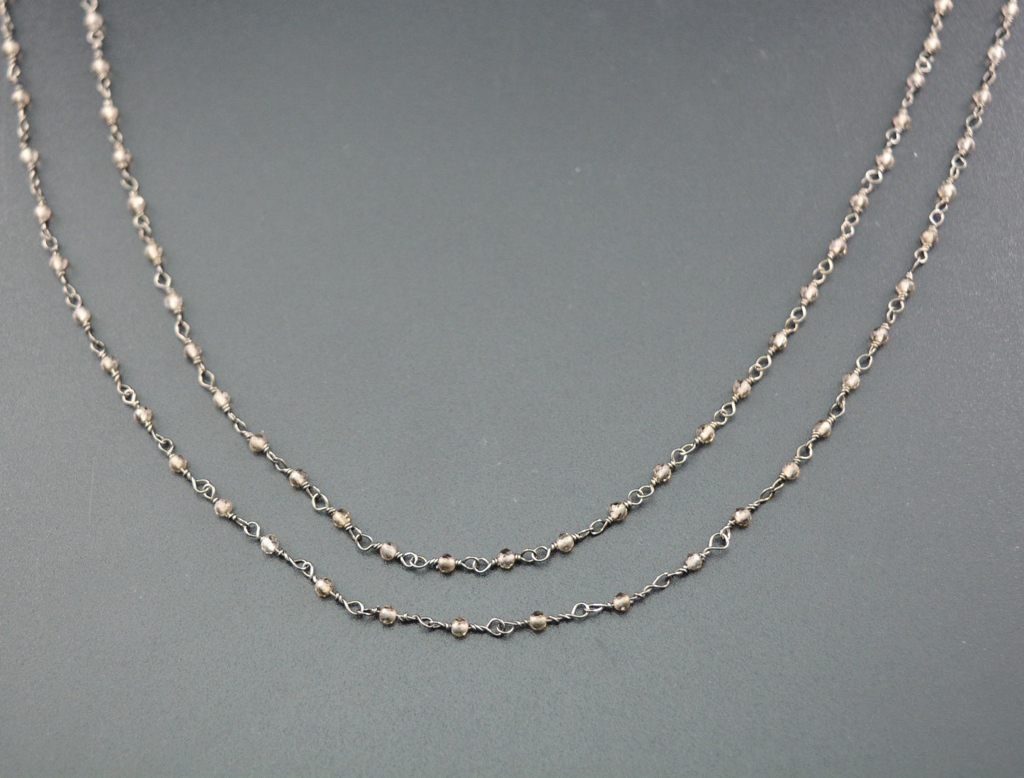 Quartz Rosary Chain - 925 Silver Gold, 2mm #2
