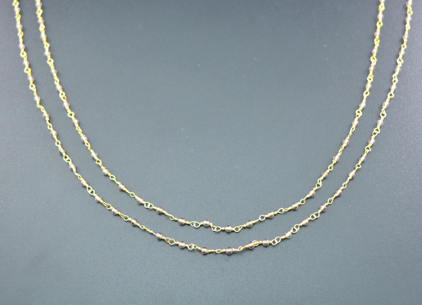 Quartz Rosary Chain - 925 Silver Gold, 2mm #2
