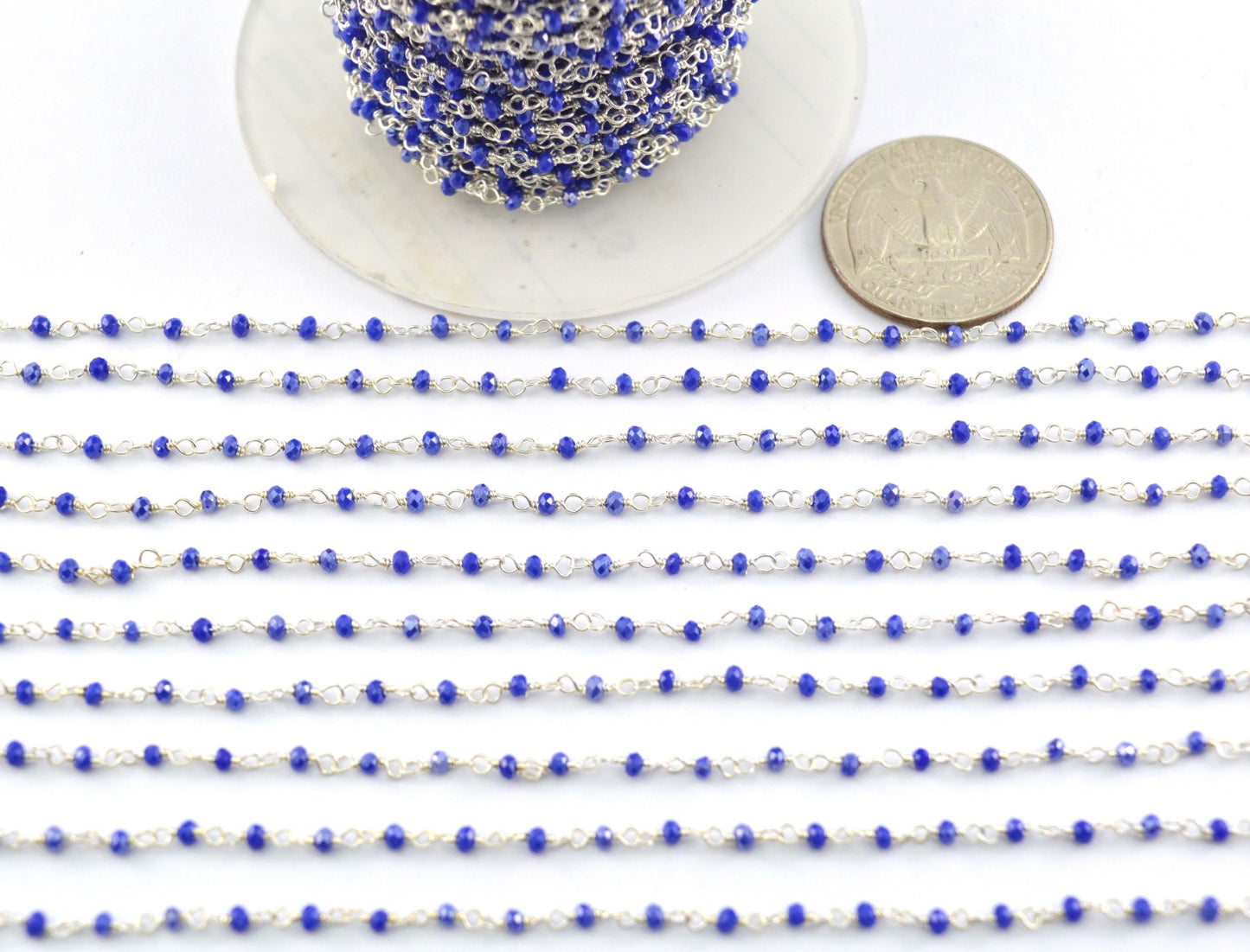 Stone Rosary Chain - 925 Silver Gold, 2mm #2