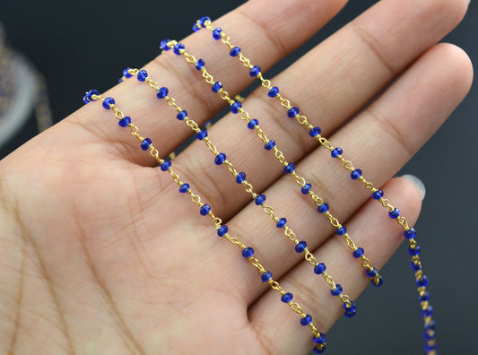 Trendy 925 Silver Gold Rosary Chain - Chalcedony 2mm - view 3