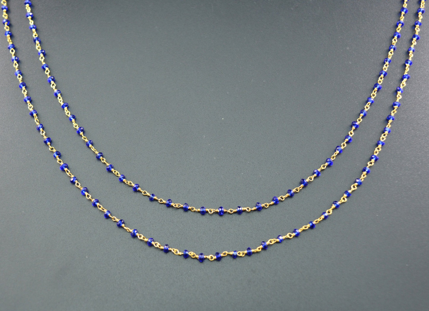 Trendy 925 Silver Gold Rosary Chain - Chalcedony 2mm