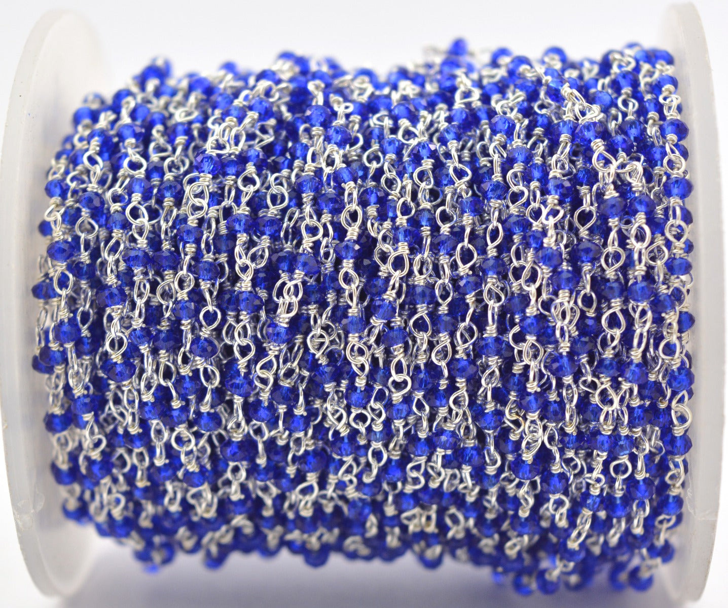 Trendy 925 Silver Gold Rosary Chain - Chalcedony 2mm