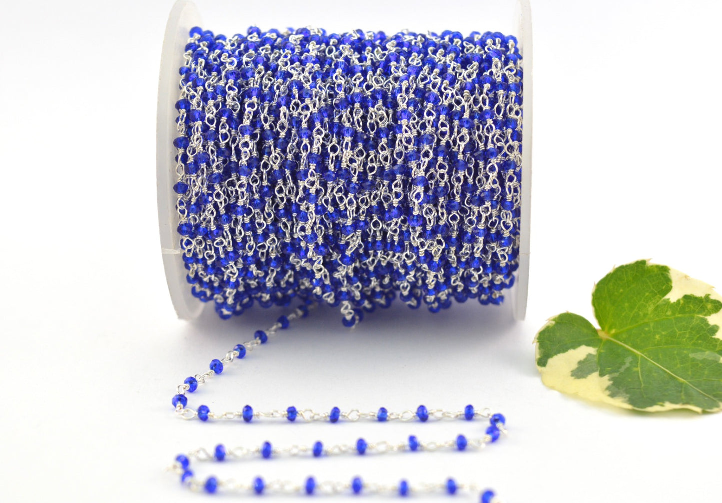 Trendy 925 Silver Gold Rosary Chain - Chalcedony 2mm