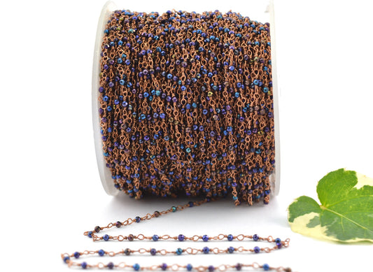 Stone Rosary Chain - 925 Silver Gold, 2mm #3