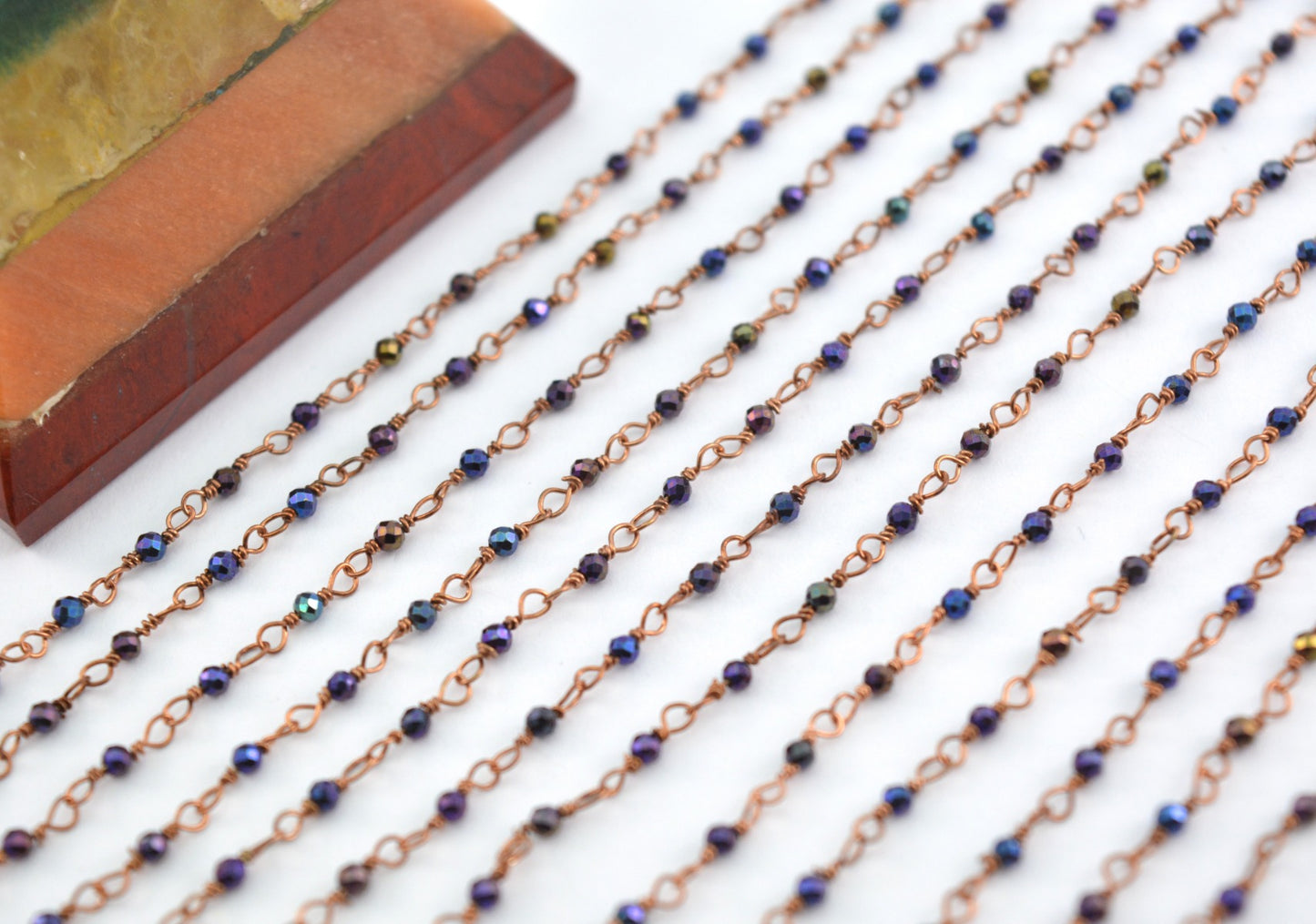 Stone Rosary Chain - 925 Silver Gold, 2mm #3