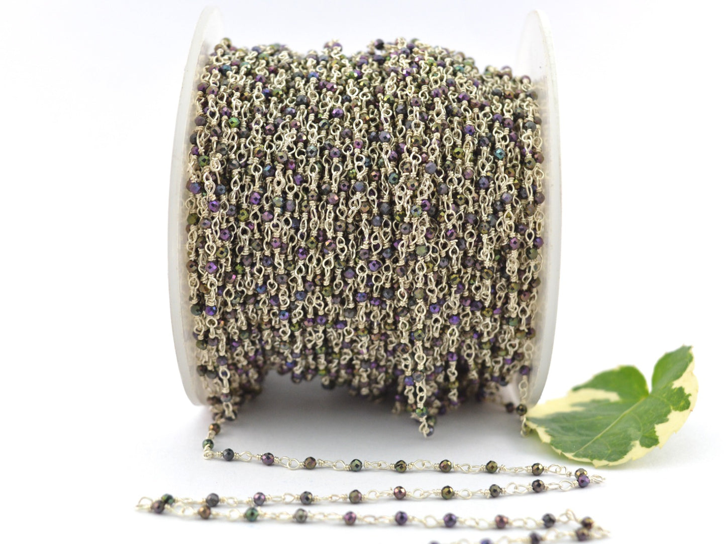 Stone Rosary Chain - 925 Silver Gold, 2mm #3