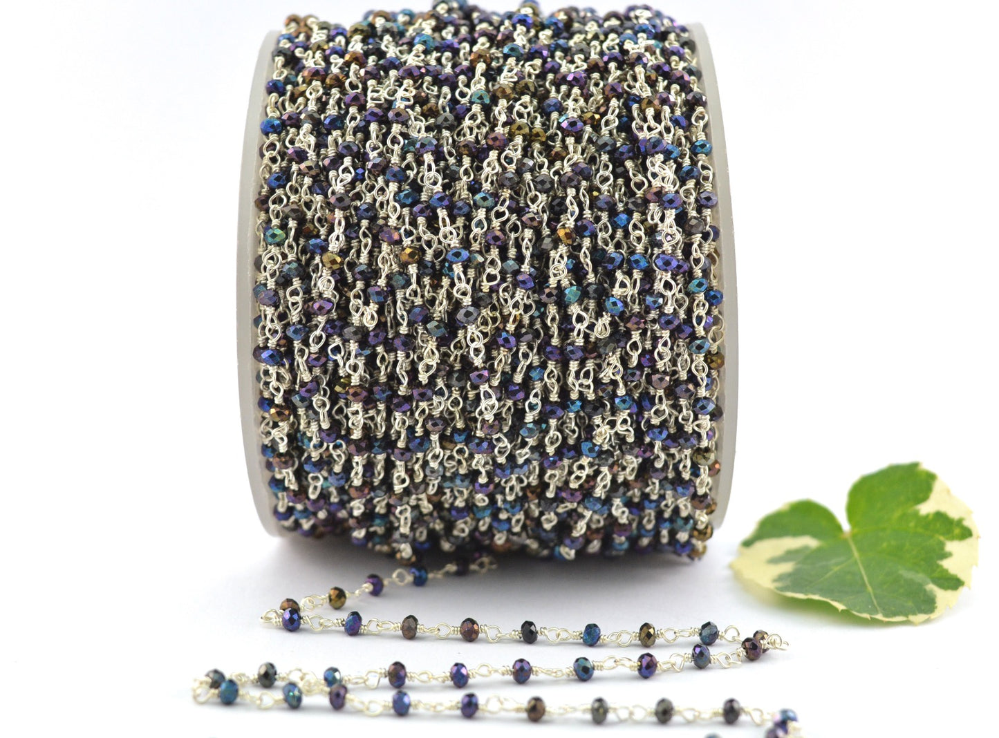 925 Silver Gold Rosary Chain with Stone - 2mm #2