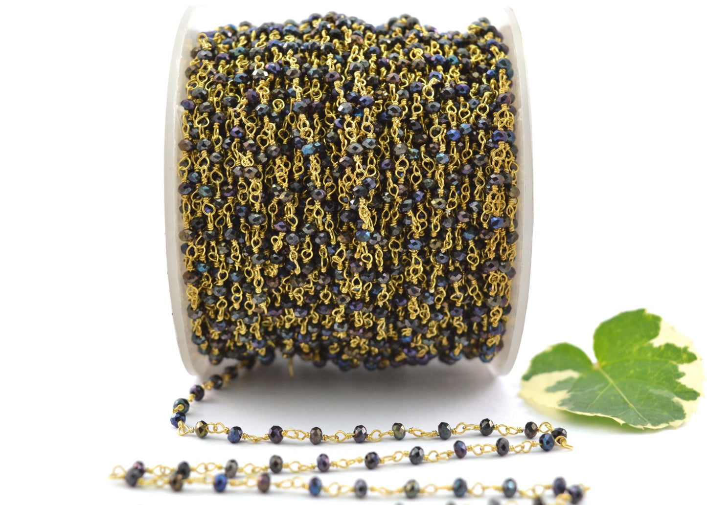 925 Silver Gold Rosary Chain with Stone - 2mm #2