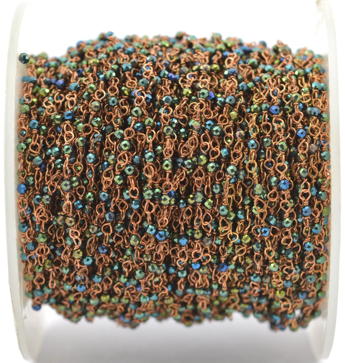 Vintage Rosary Chain - Stone 925 Silver Gold 2mm