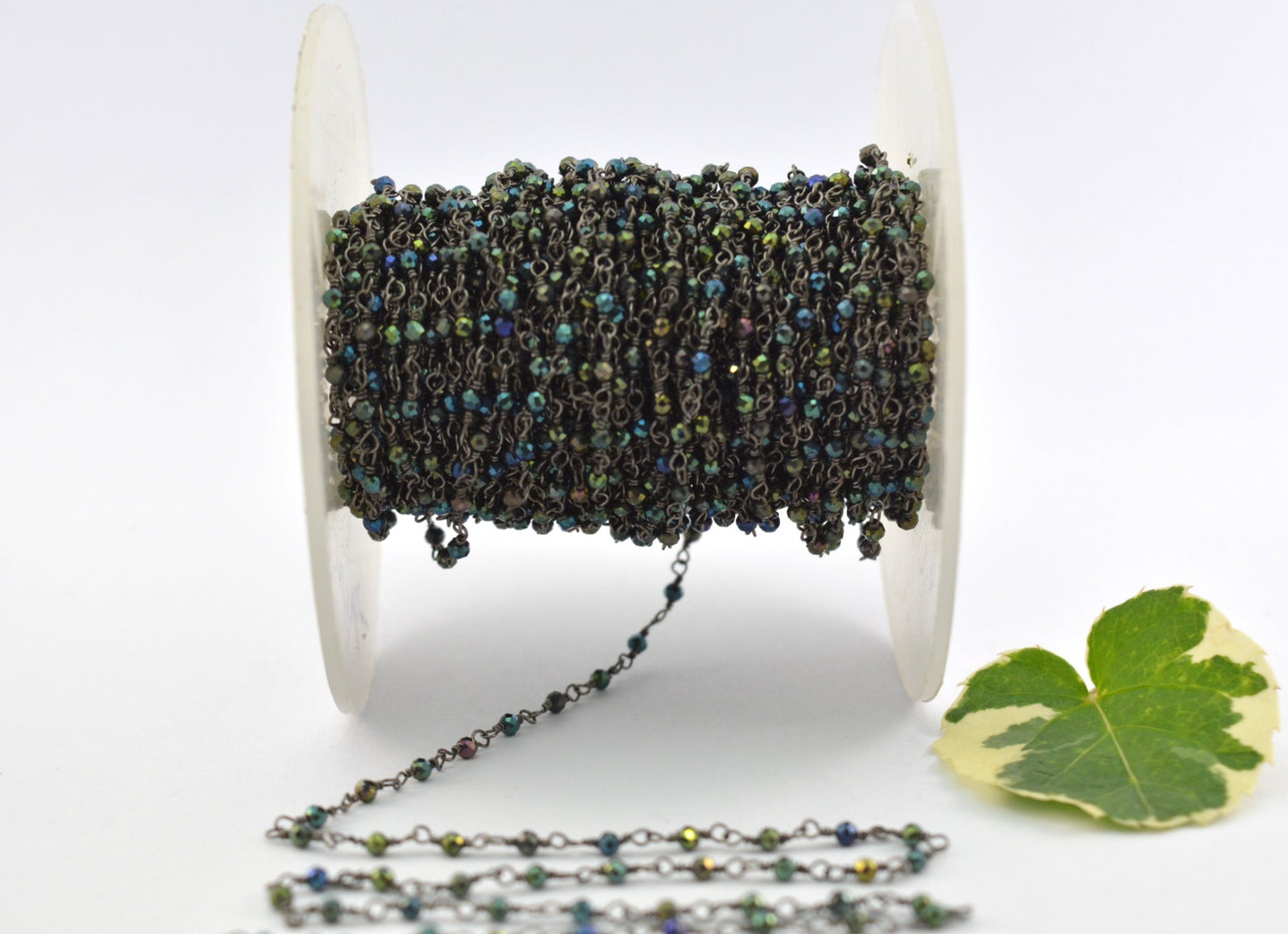 Vintage Rosary Chain - Stone 925 Silver Gold 2mm