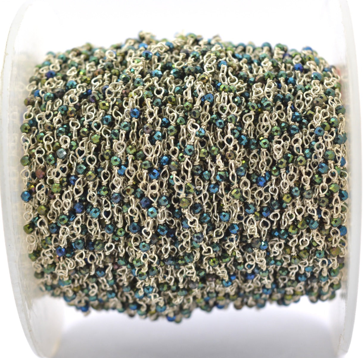 Vintage Rosary Chain - Stone 925 Silver Gold 2mm