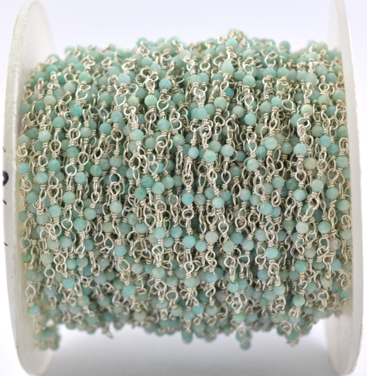 Trendy 925 Silver Gold Rosary Chain - Amazonite 2mm