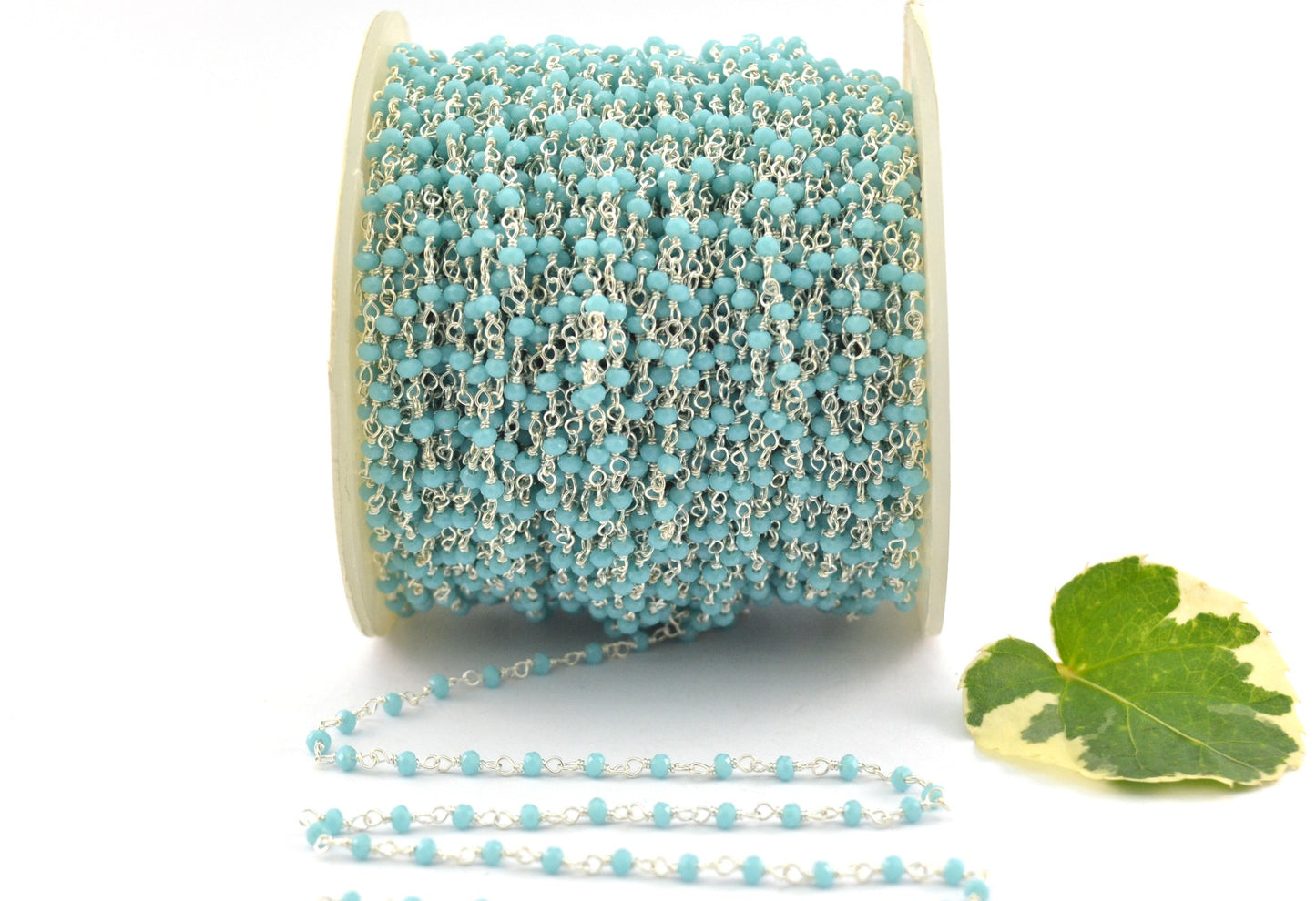 Chalcedony Rosary Chain - 925 Silver Gold, 2mm #2