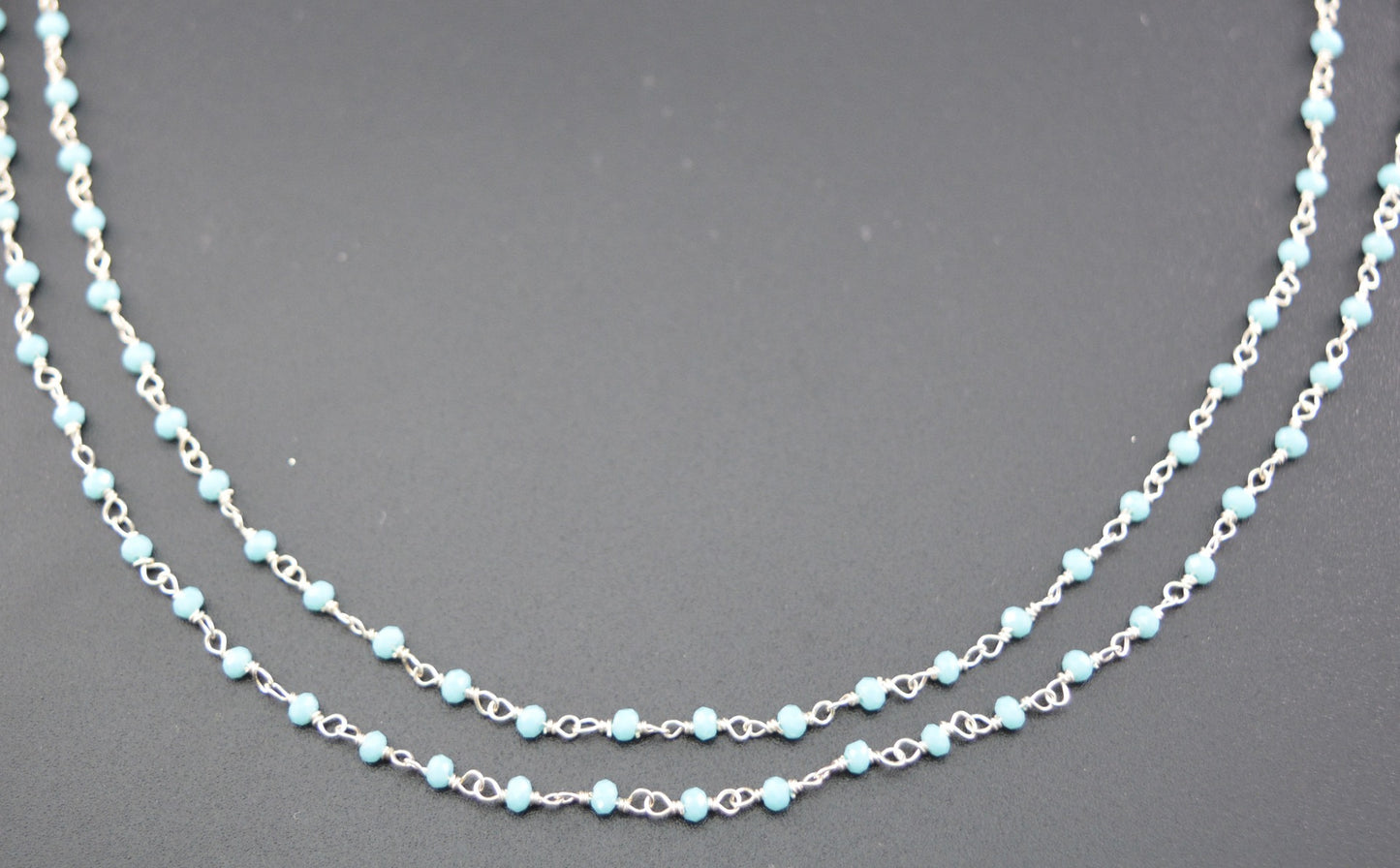 Chalcedony Rosary Chain - 925 Silver Gold, 2mm #2