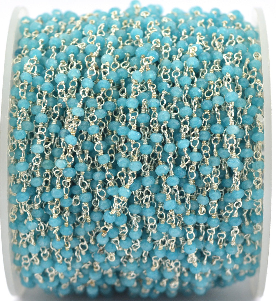 Amazonite Rosary Chain - 925 Silver Gold, 2mm