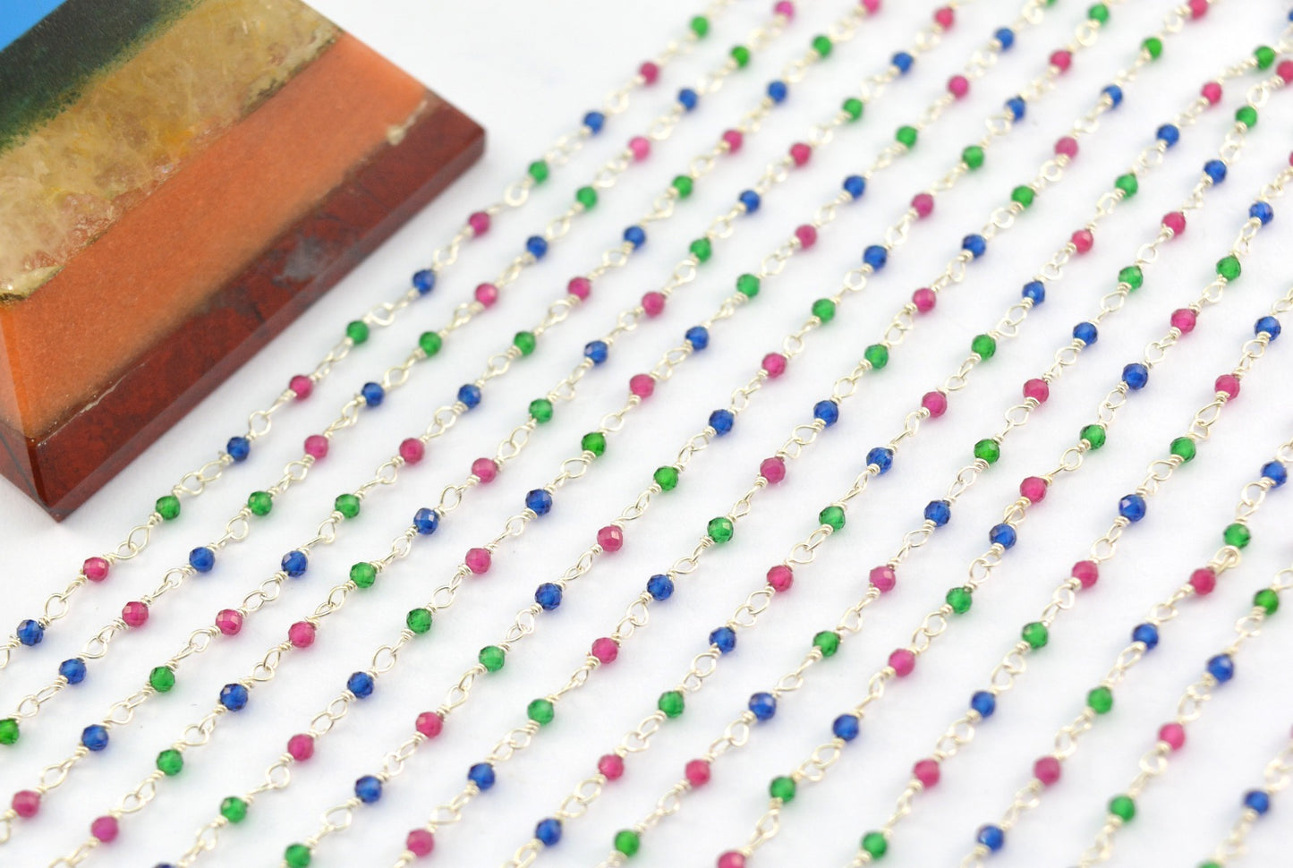 Unique 925 Gold Silver Rosary Chain - Onyx 2mm