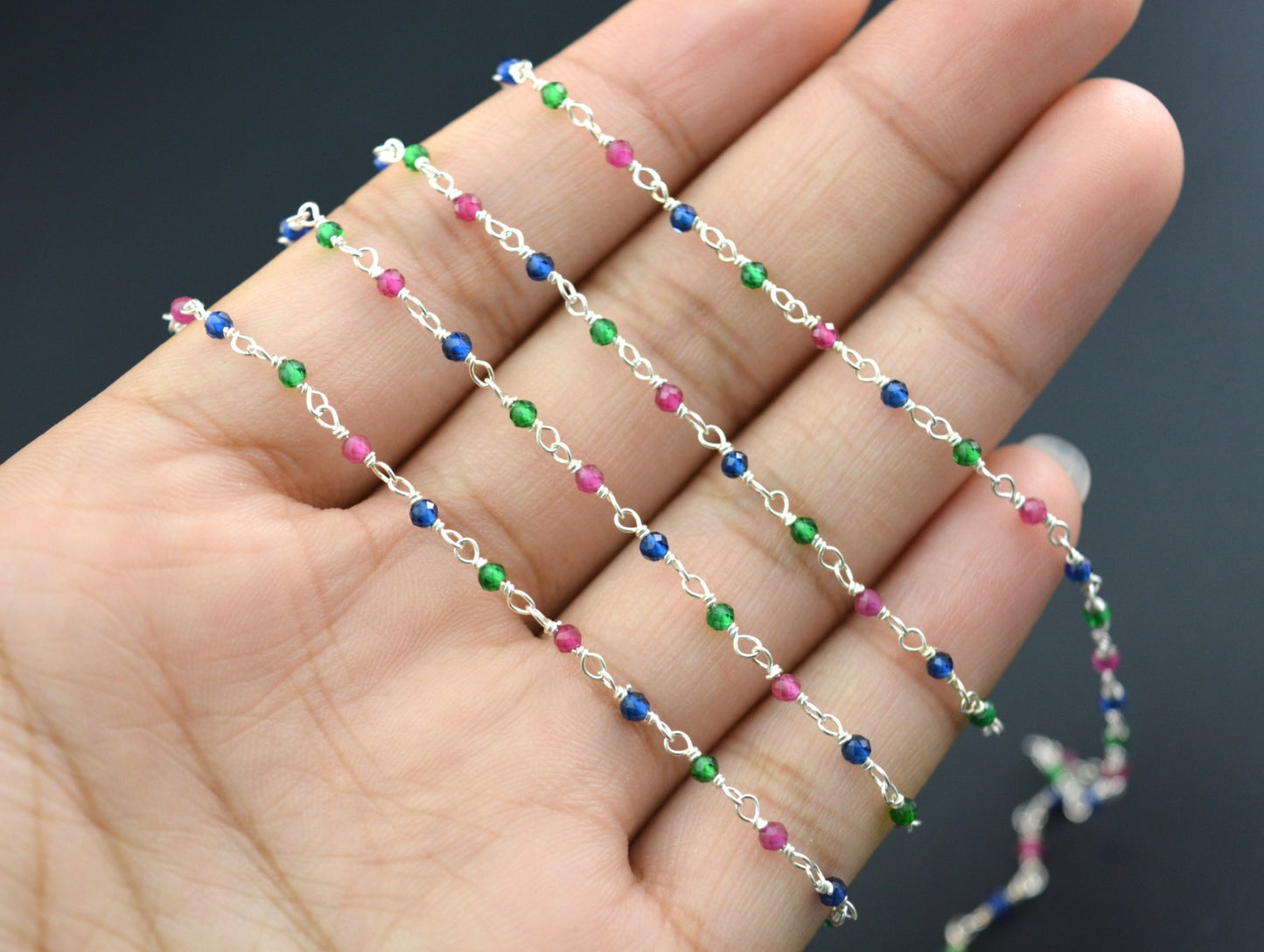 Unique 925 Gold Silver Rosary Chain - Onyx 2mm