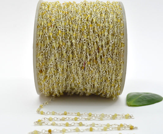 Unique 925 Silver Rosary Chain - Opal