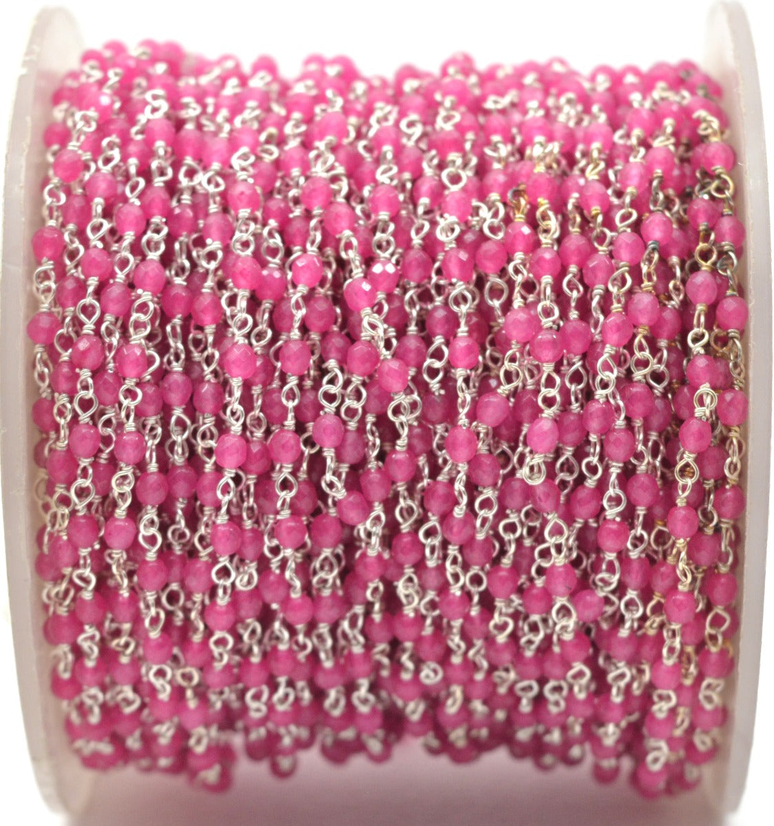 925 Silver Gold Rosary Chain with Jade - 2mm