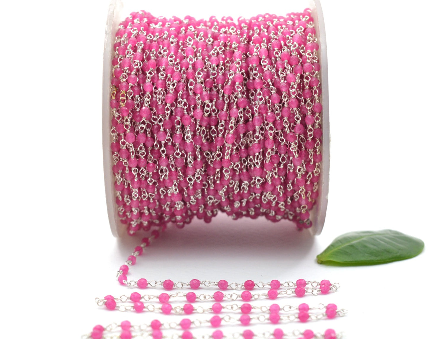 925 Silver Gold Rosary Chain with Jade - 2mm