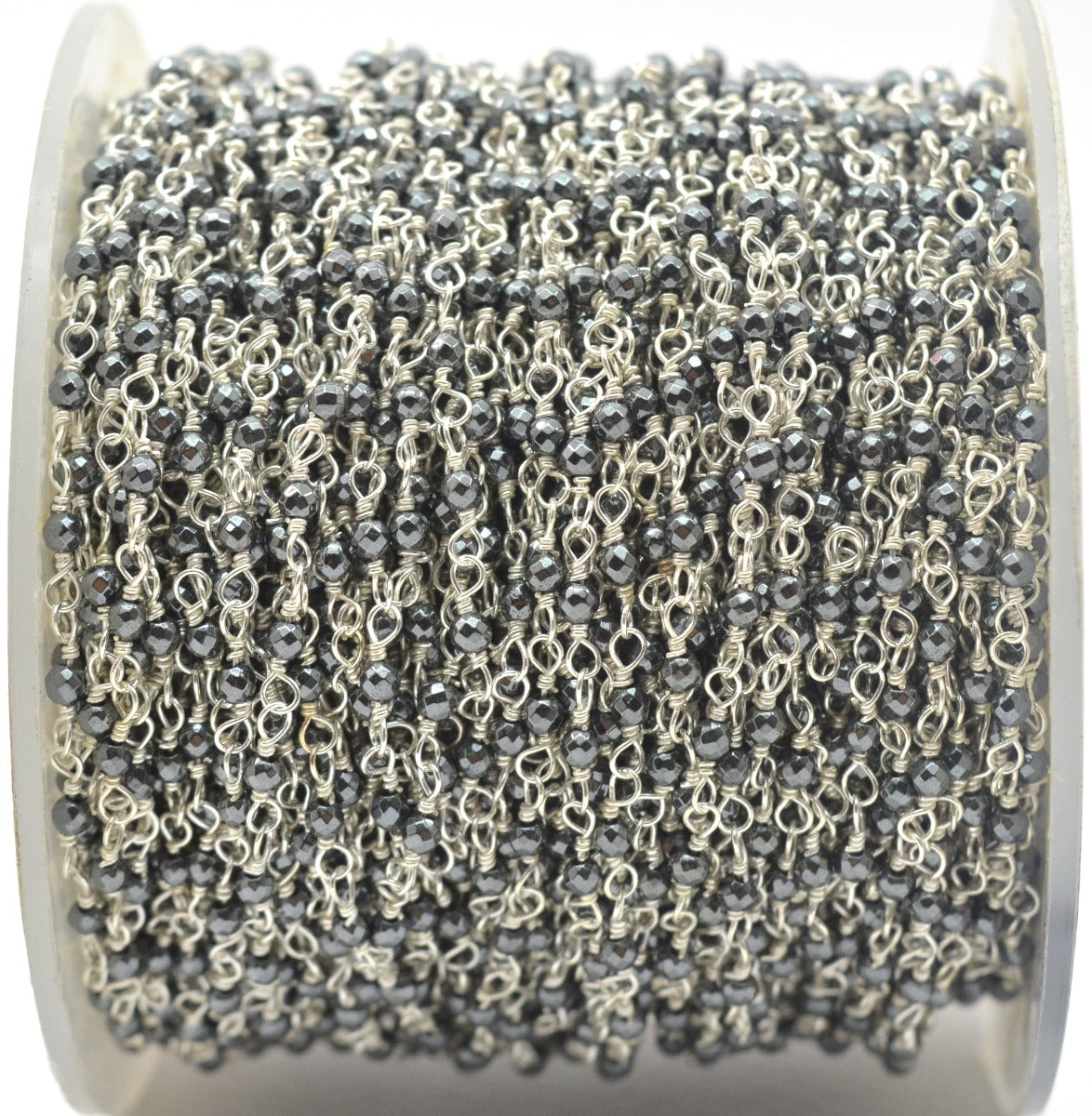 925 Silver Gold Rosary Chain with Hematite - 2mm