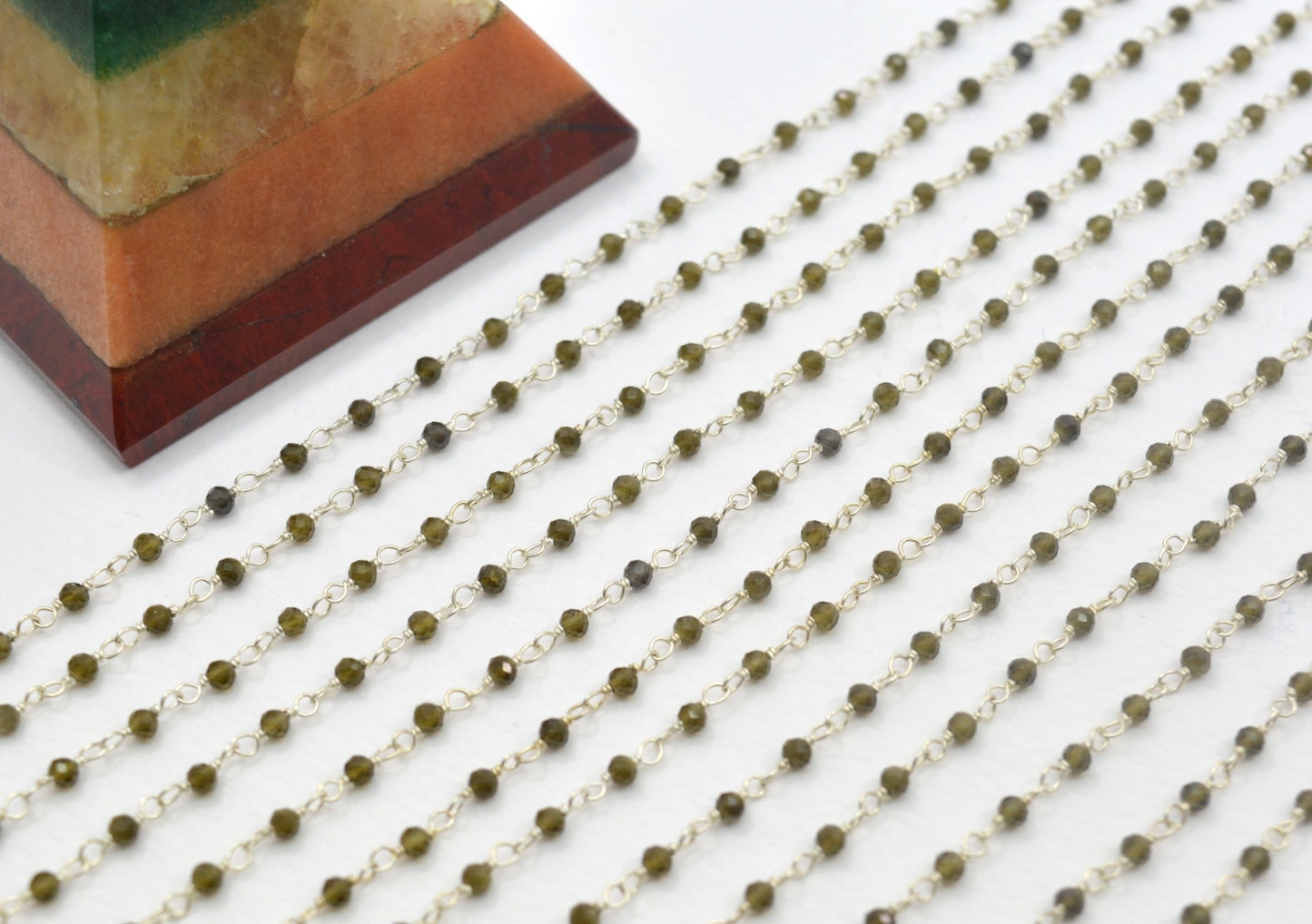 Charming Cat Eye Rosary Chain in 925 Silver - 2mm