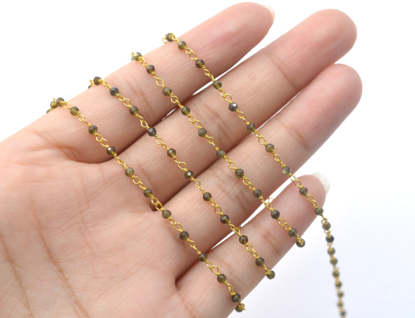 Charming Cat Eye Rosary Chain in 925 Silver - 2mm