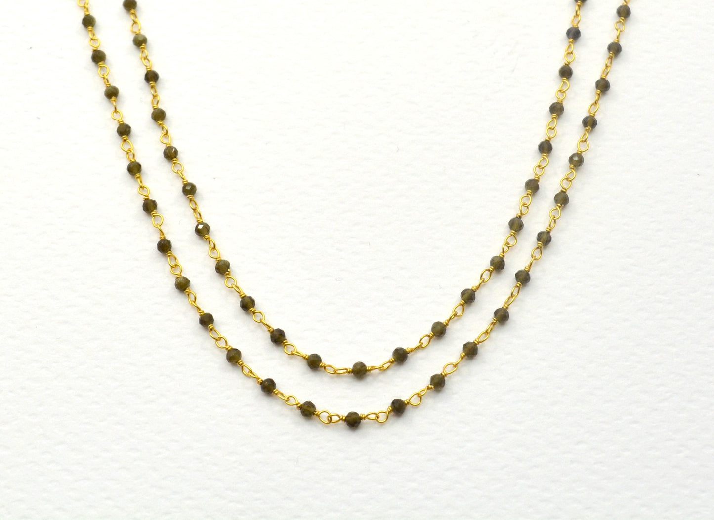 Charming Cat Eye Rosary Chain in 925 Silver - 2mm